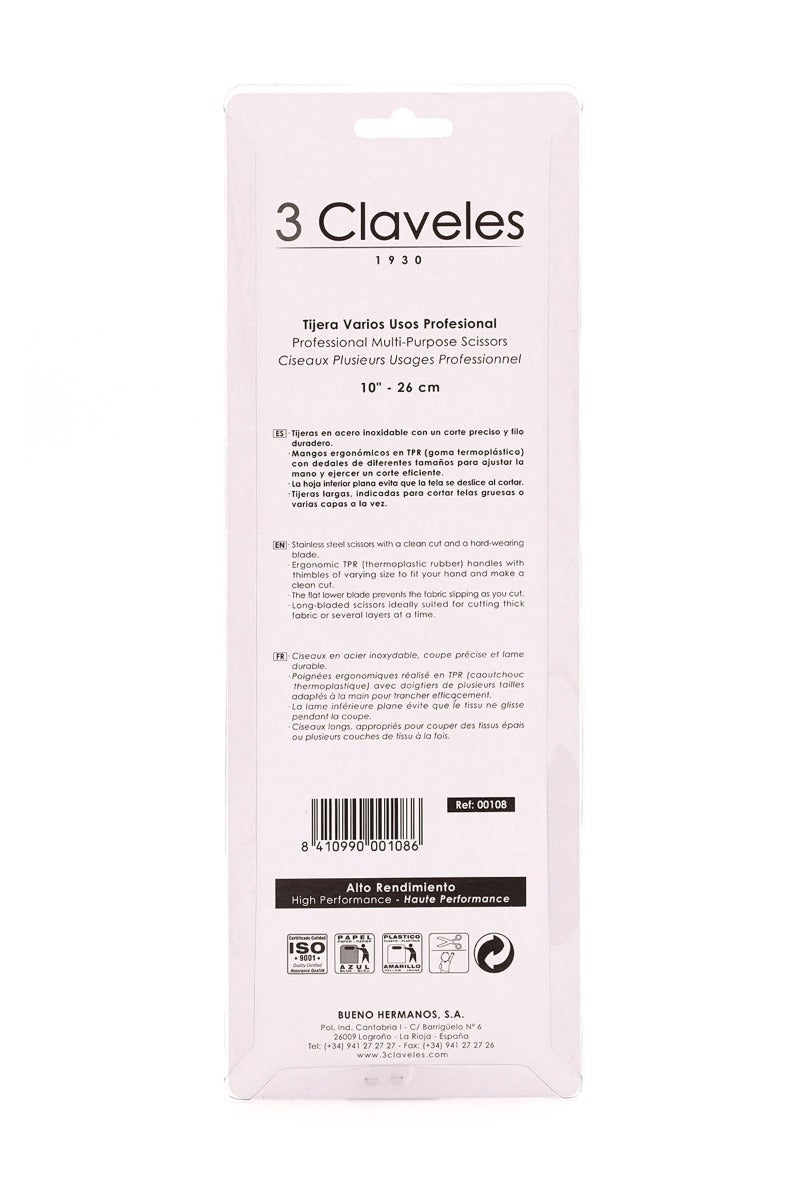 Tijeras Varios Usos Profesional 26 cm 3 Claveles - Ribes y Casals