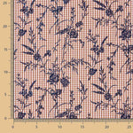 Algodão Vichy Telha Flocado Floral Marinho - Ribes y Casals