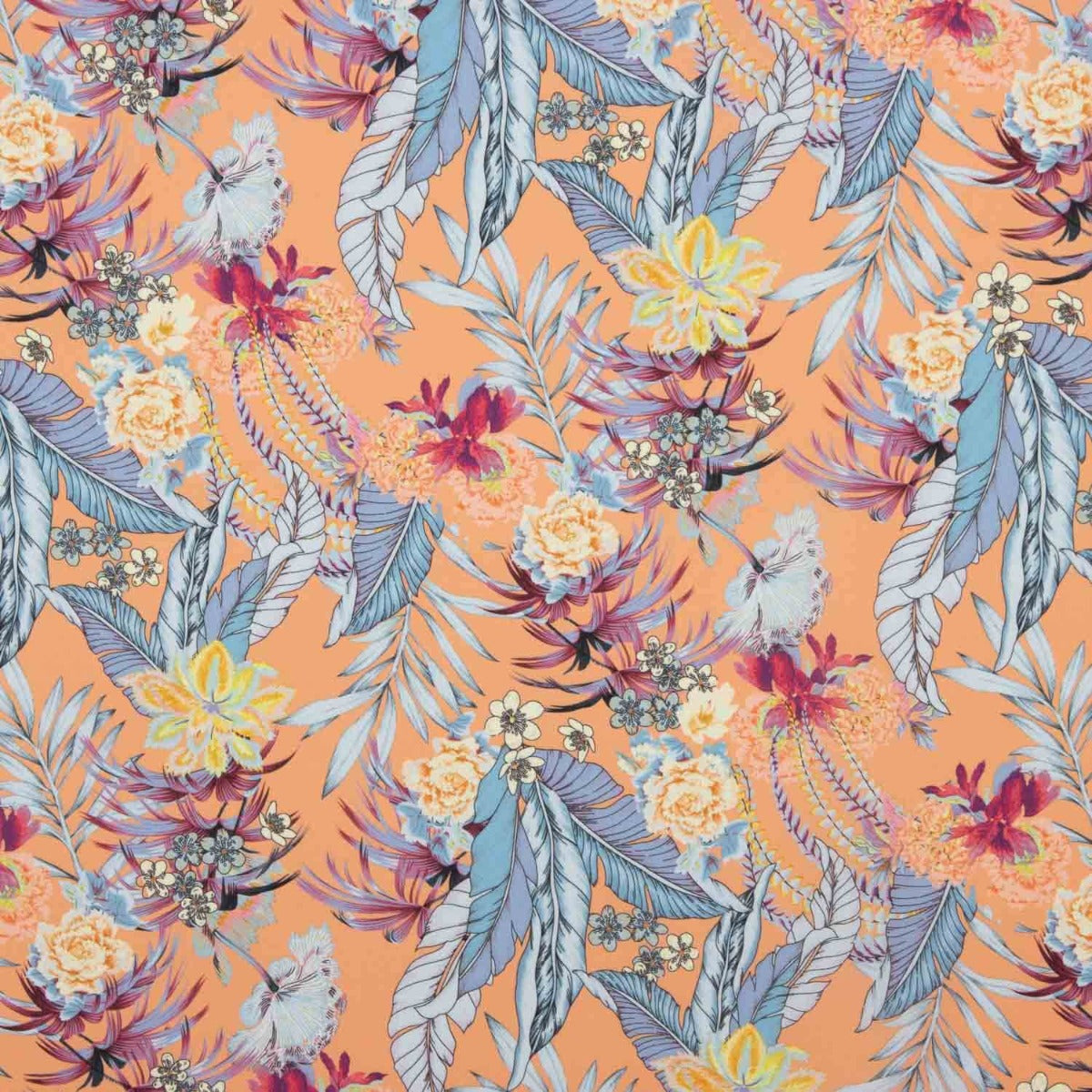 Crepe Leve Estampado Tropical Coral - Ribes y Casals