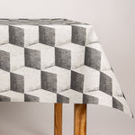 Toalha de Mesa Resinada Antimanchas Cubo Maxi Cinza - Ribes y Casals