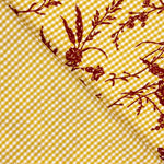 Vichy Algodão Ocre Flocado Floral Grana - Ribes y Casals