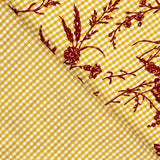 Vichy Algodão Ocre Flocado Floral Grana - Ribes y Casals