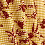Vichy Algodão Ocre Flocado Floral Grana - Ribes y Casals