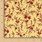 Vichy Algodão Ocre Flocado Floral Grana - Ribes y Casals