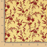 Vichy Algodão Ocre Flocado Floral Grana - Ribes y Casals