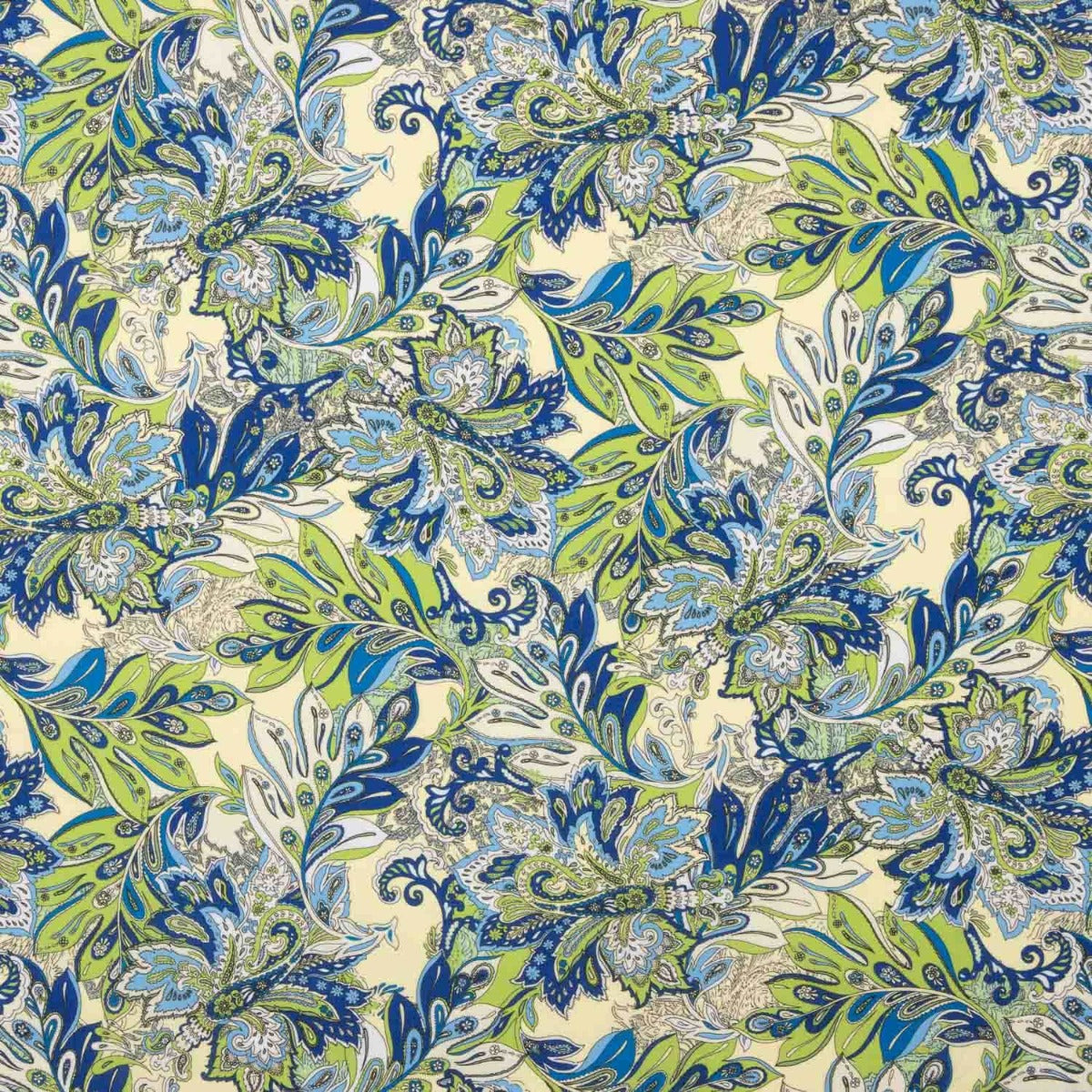 Crepe Leve Estampado Paisley Verde Azul - Ribes y Casals