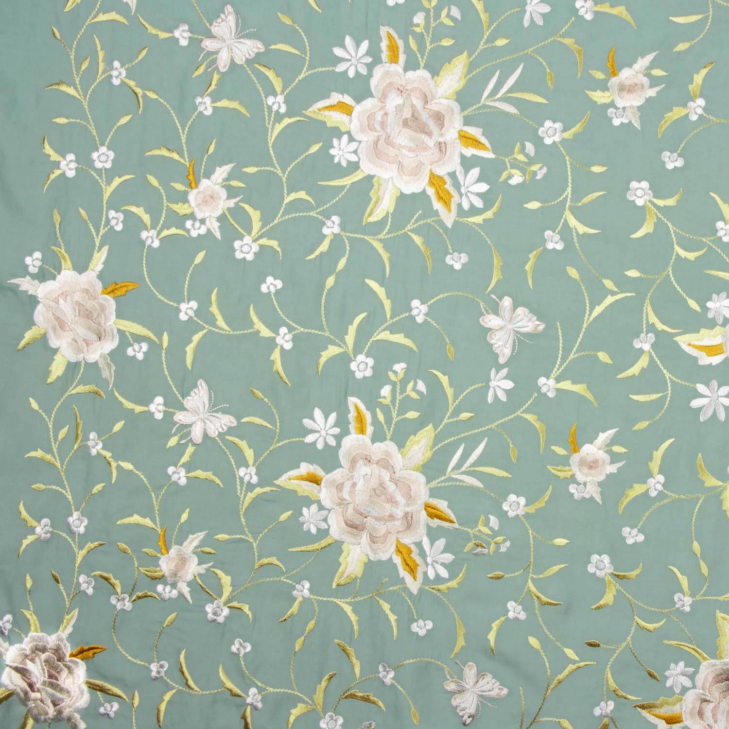 Tencel Bordado Manta Verde Mineral - Ribes y Casals