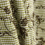 Vichy Algodão Oliva Flocado Floral Caqui - Ribes y Casals