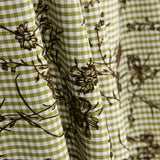 Vichy Algodão Oliva Flocado Floral Caqui - Ribes y Casals