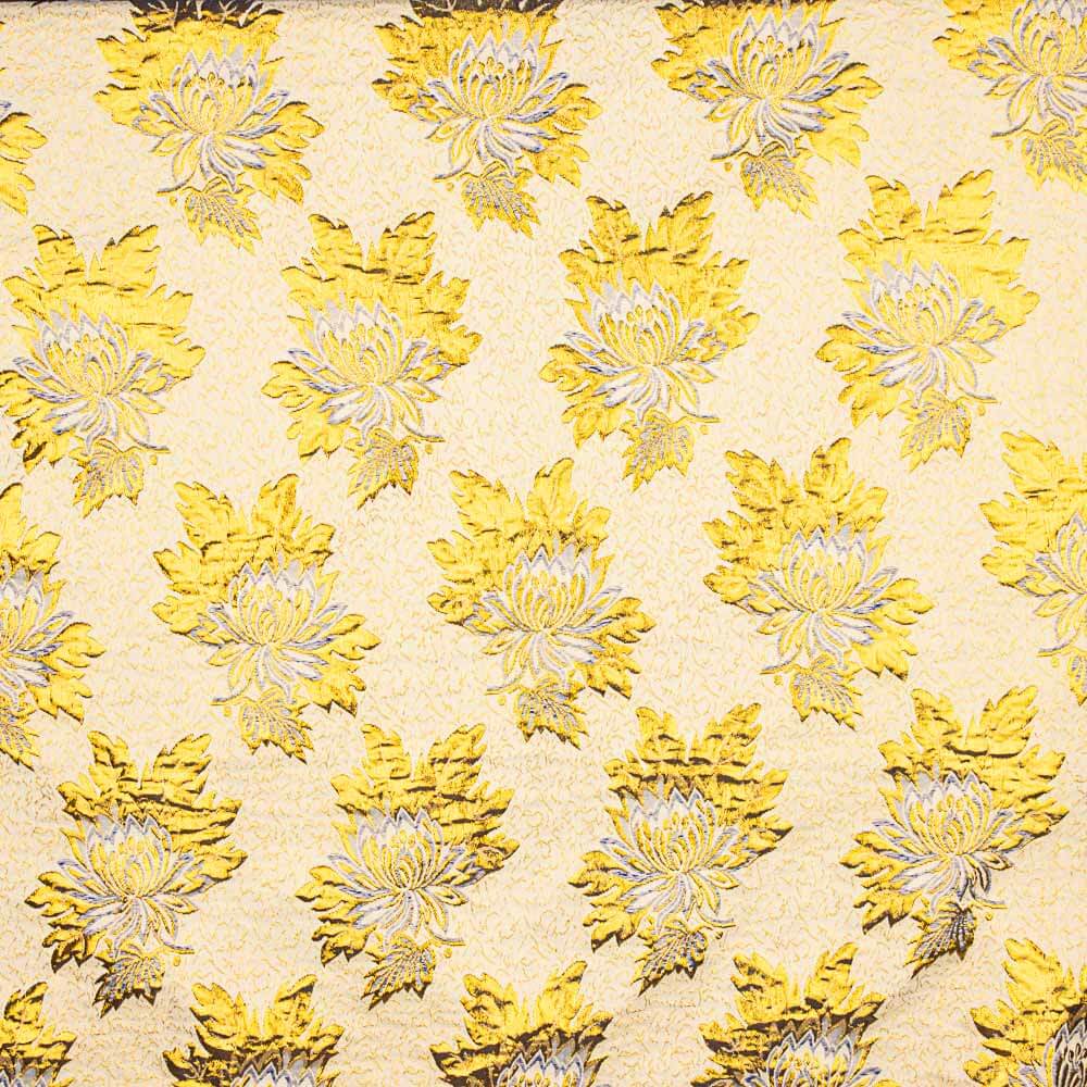 Brocado Lurex Flor Azul Dourado Intenso - Ribes y Casals