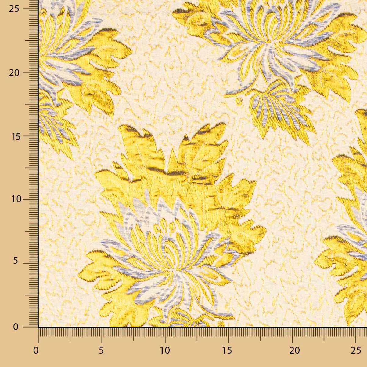 Brocado Lurex Flor Azul Dourado Intenso - Ribes y Casals