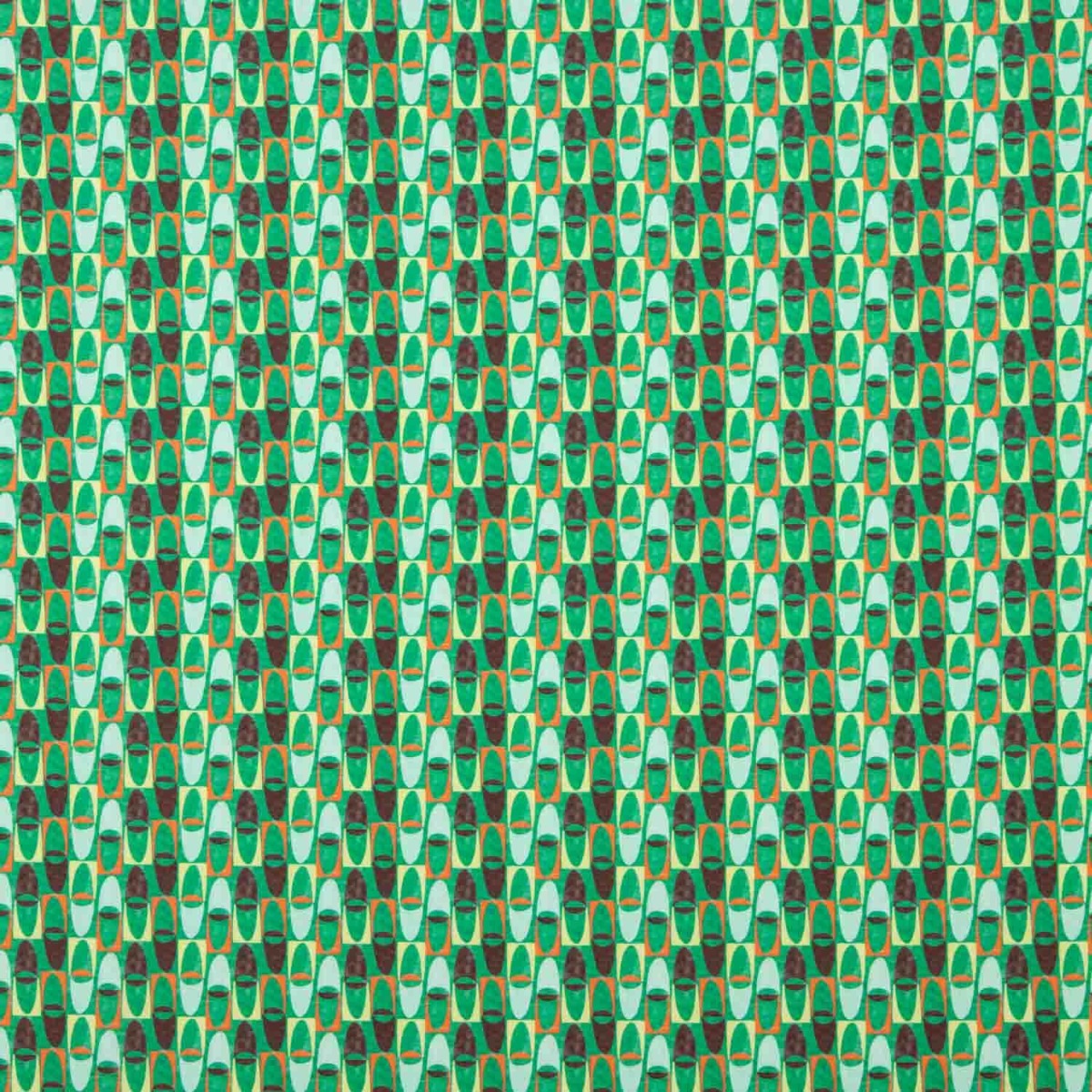 Crepe Leve Estampado Retro Verde Menta - Ribes y Casals