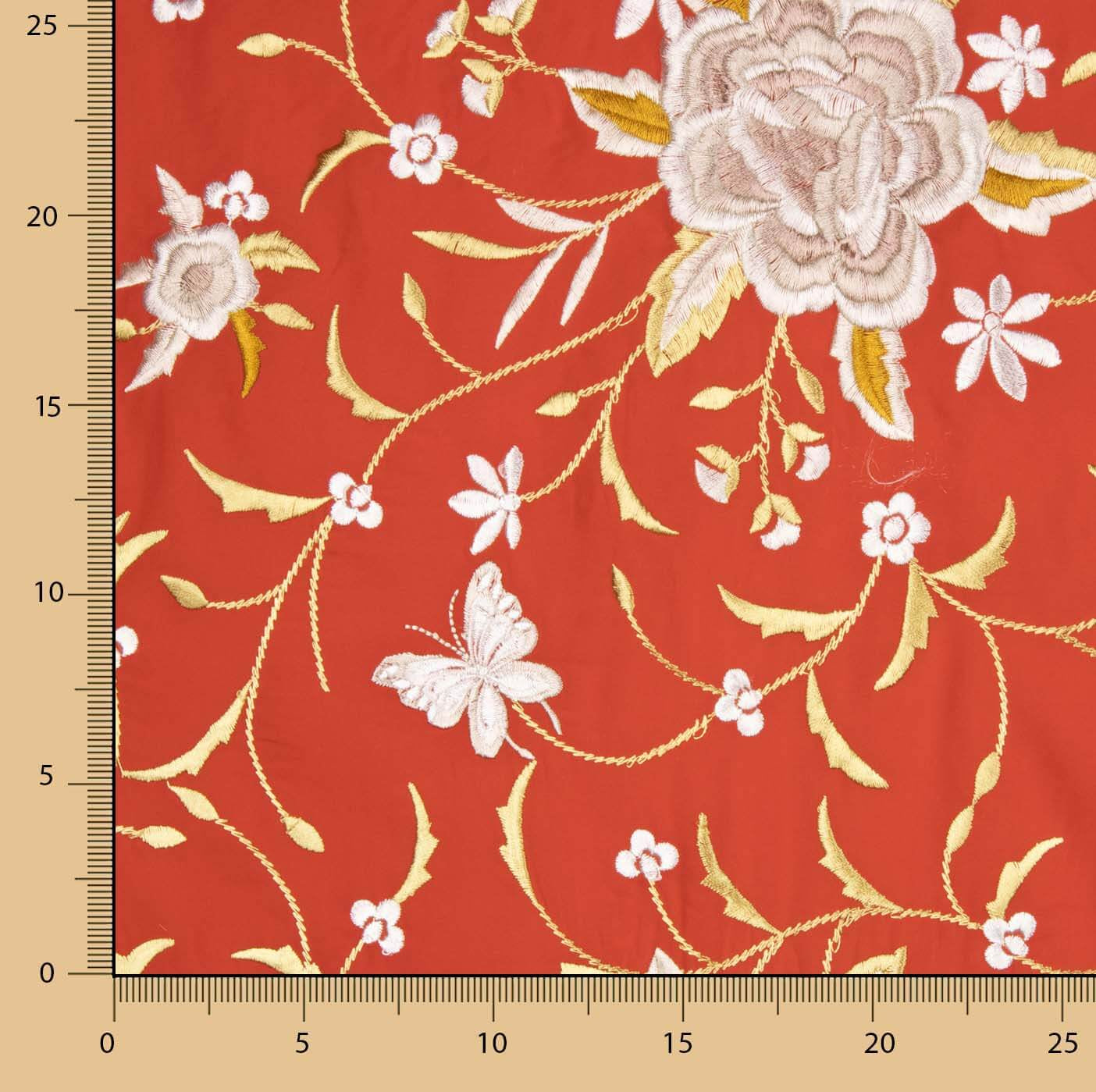 Xaida bordada em Tencel vermelha - Ribes y Casals