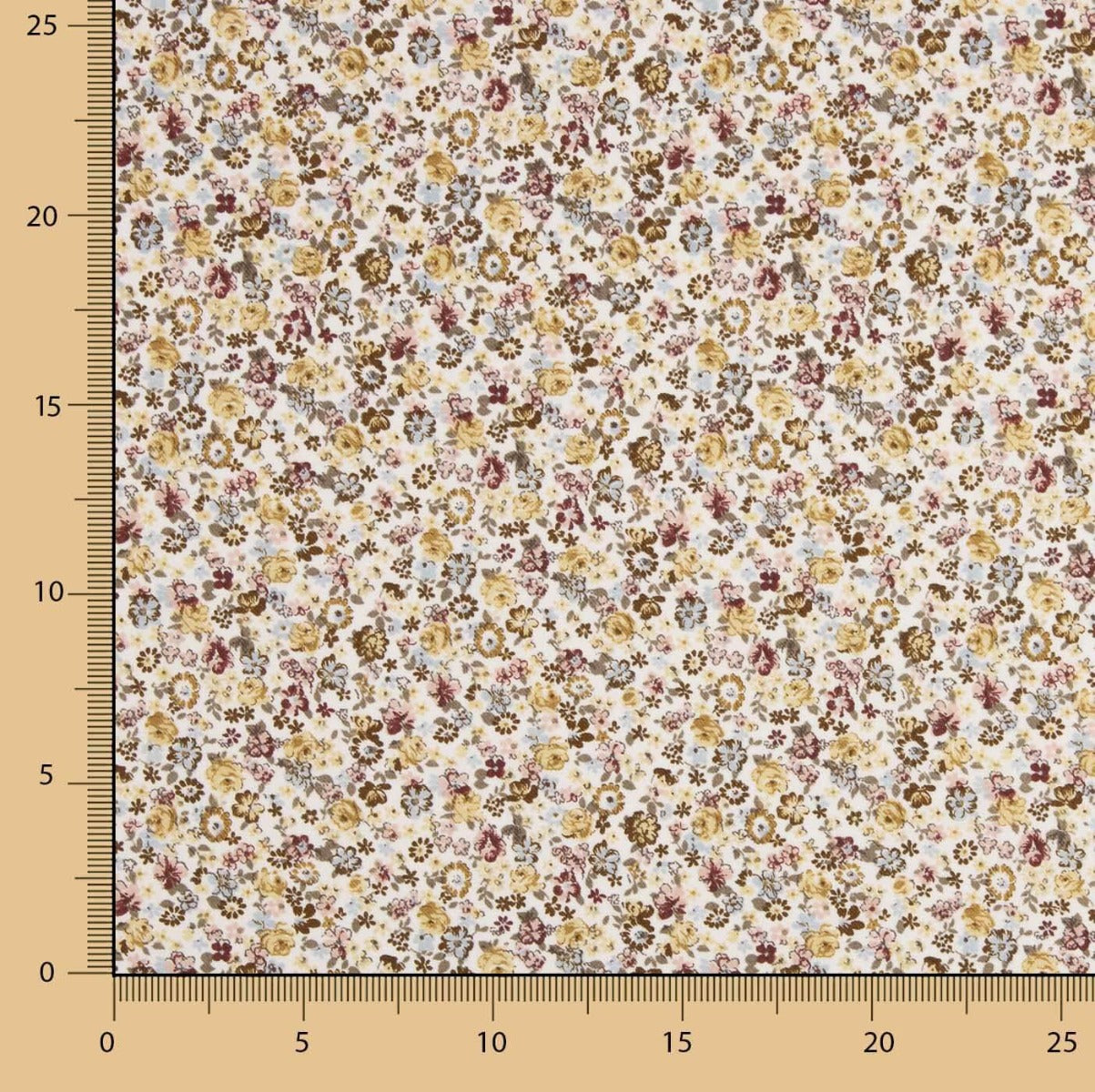 Viyela Algodão Florzinhas Remix Ocre - Ribes y Casals