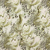 Crepe Leve Estampado Animal Print Floral Verde - Ribes y Casals