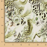 Crepe Leve Estampado Animal Print Floral Verde - Ribes y Casals