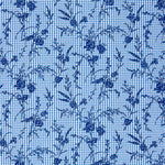 Algodão Vichy Azul Flocado Floral Marinho - Ribes y Casals
