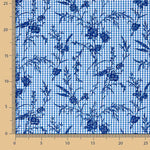 Algodão Vichy Azul Flocado Floral Marinho - Ribes y Casals