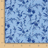 Algodão Vichy Azul Flocado Floral Marinho - Ribes y Casals