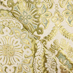 Brocado Lurex Flor Verde Cru Dourado - Ribes y Casals
