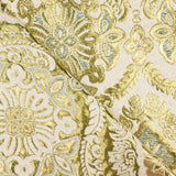 Brocado Lurex Flor Verde Cru Dourado - Ribes y Casals