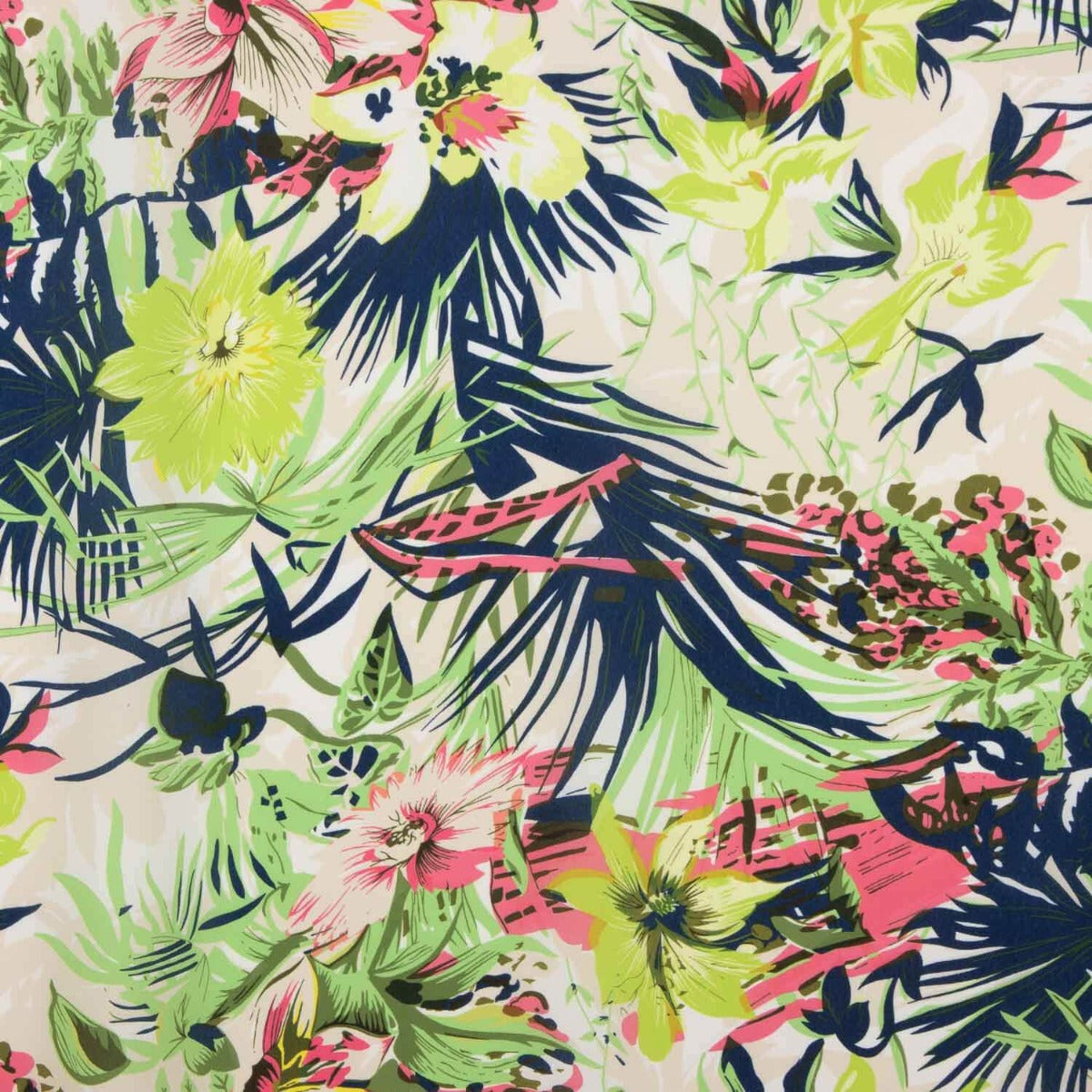 Crepe Leve Estampado Floral Neon - Ribes y Casals