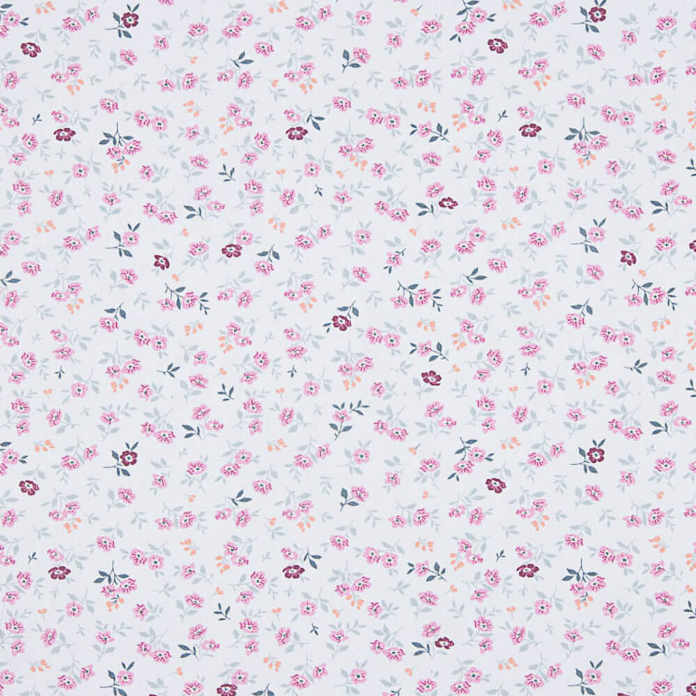 Popeline de Algodão Flores Nerea Azul Claro - Ribes y Casals