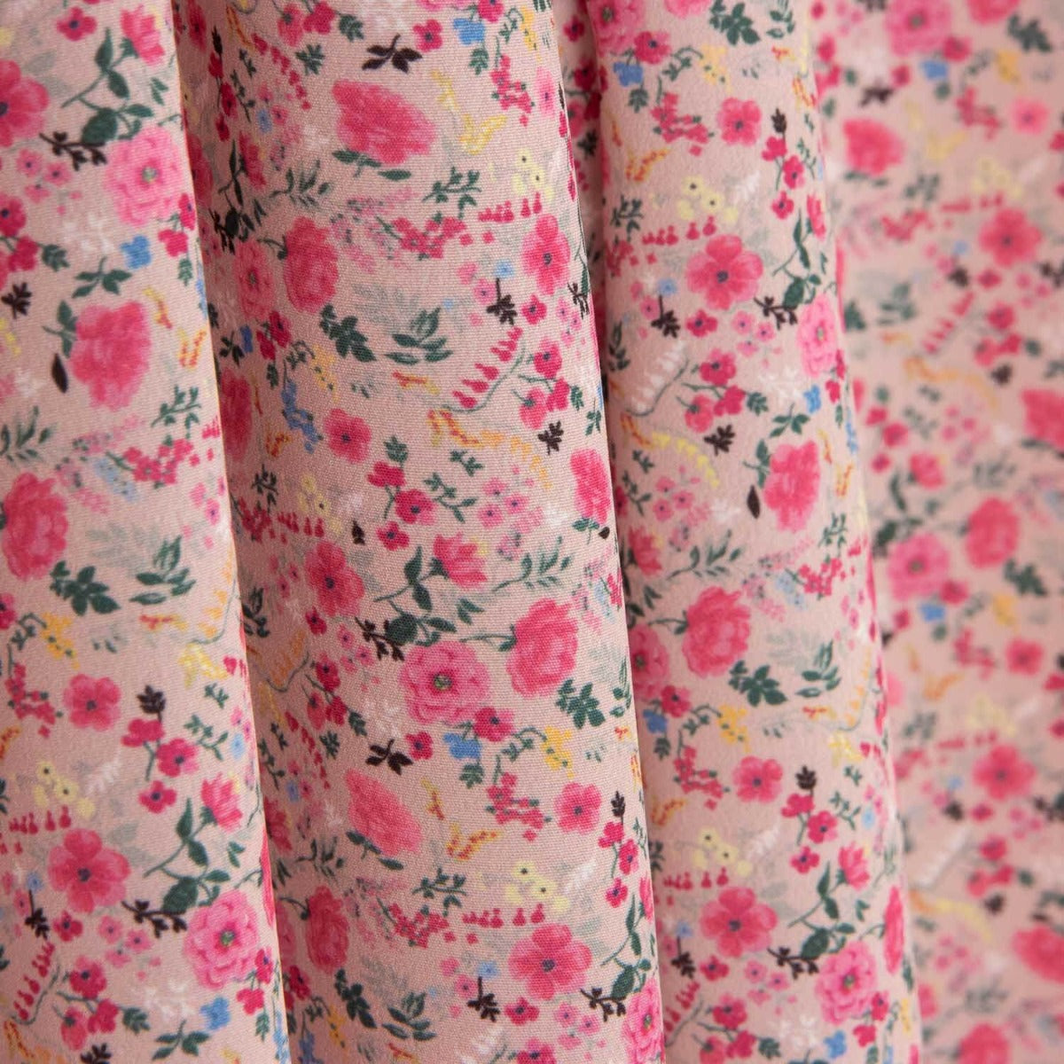 Crepe Leve Estampado Floral Mini Rosa Vintage - Ribes y Casals