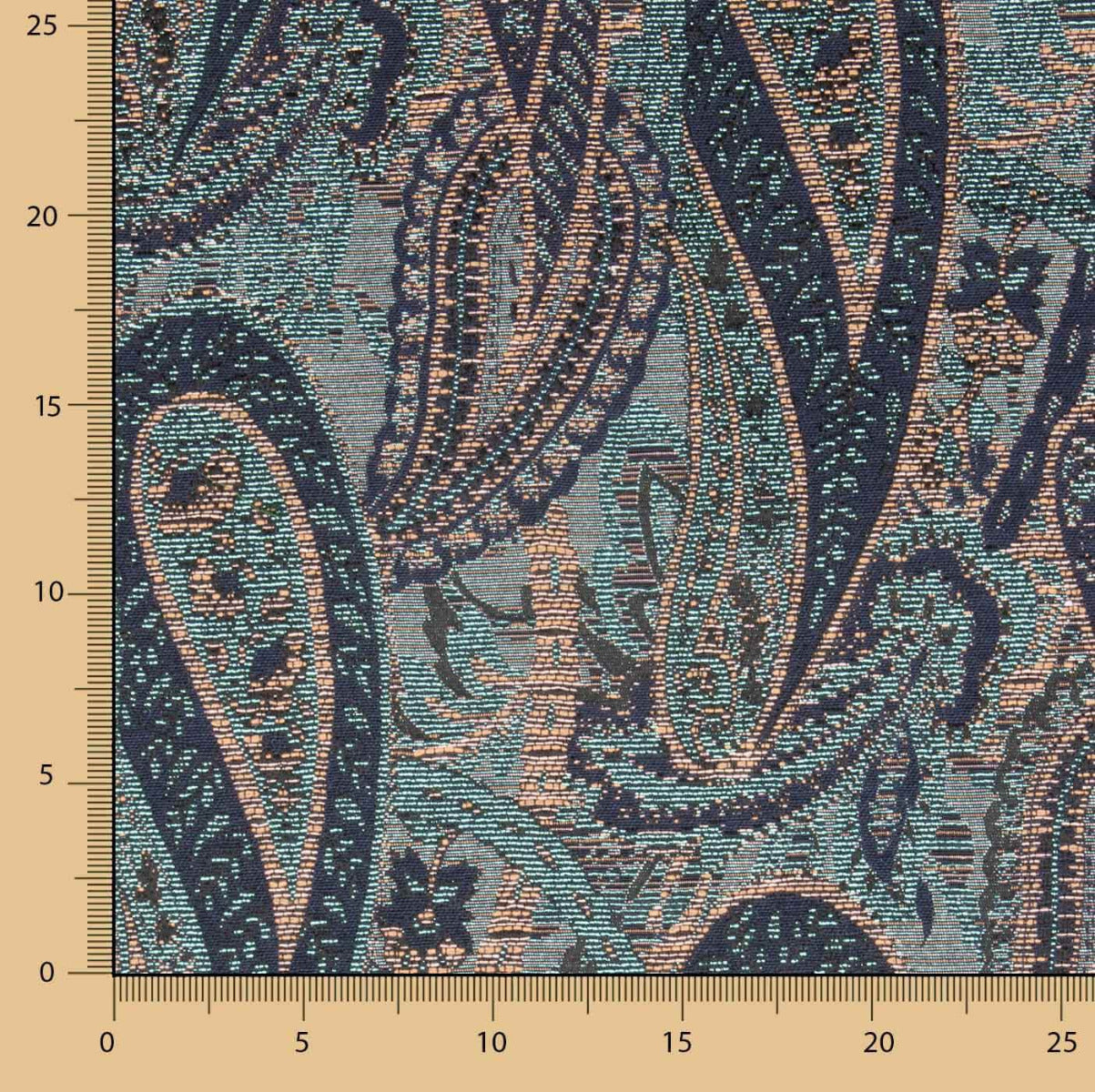 Brocado Caxemira Azul Coral - Ribes y Casals