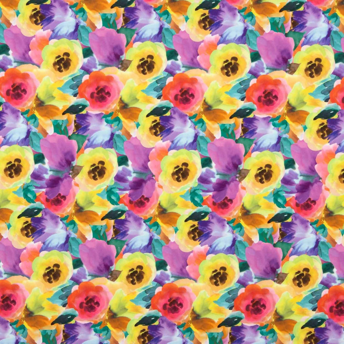 Crepe Leve Estampado Floral Aquarela Multicolor - Ribes y Casals