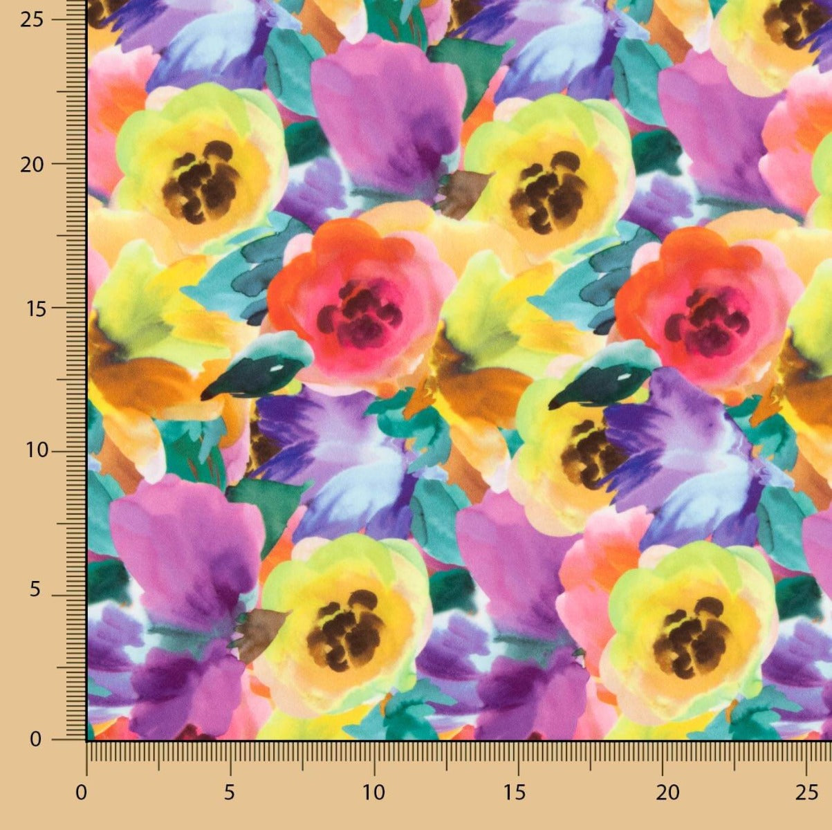 Crepe Leve Estampado Floral Aquarela Multicolor - Ribes y Casals