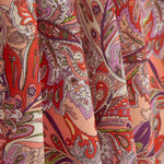 Crepe Leve Estampado Paisley Coral Lila - Ribes y Casals