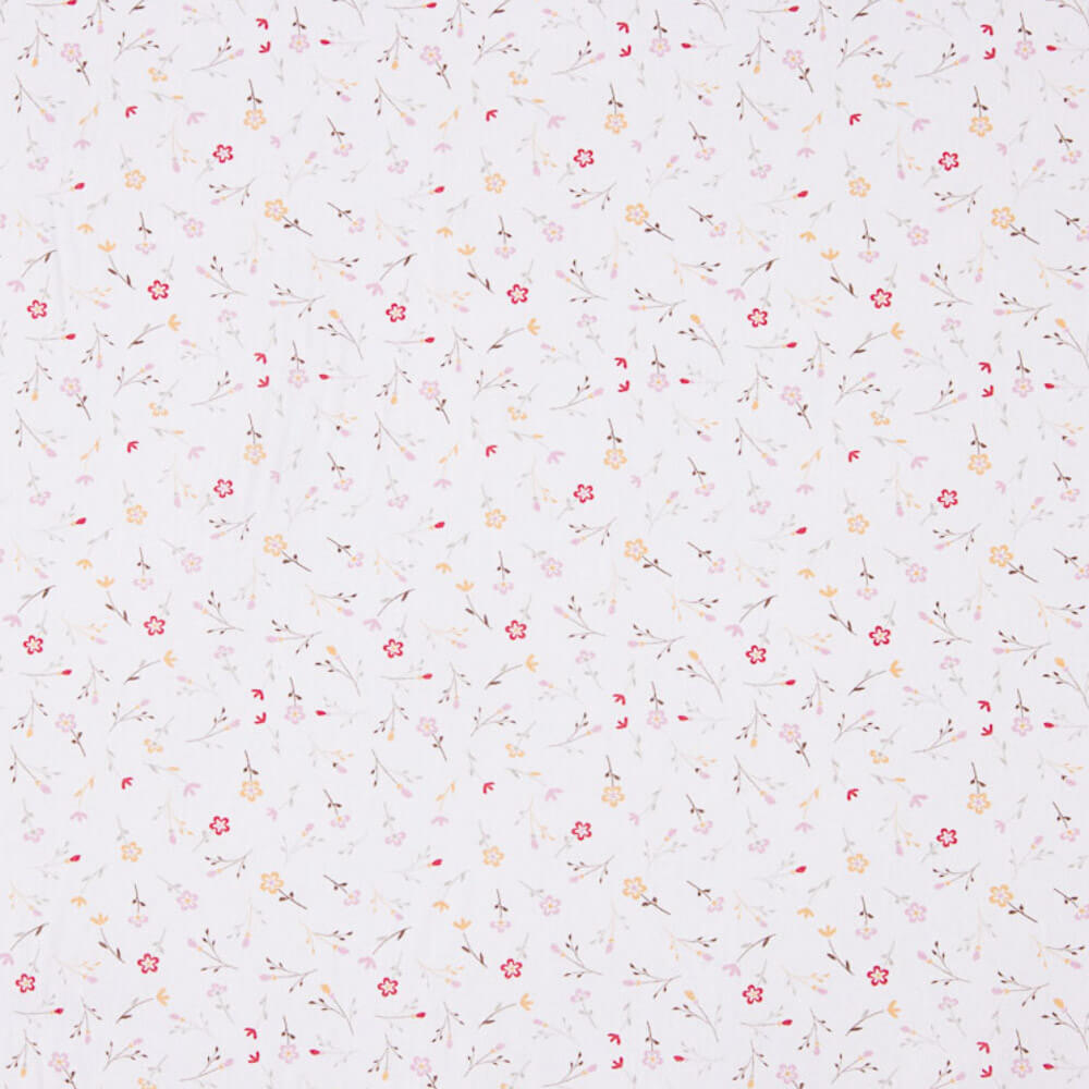 Popeline de Algodão Flores Sara Branco - Ribes y Casals