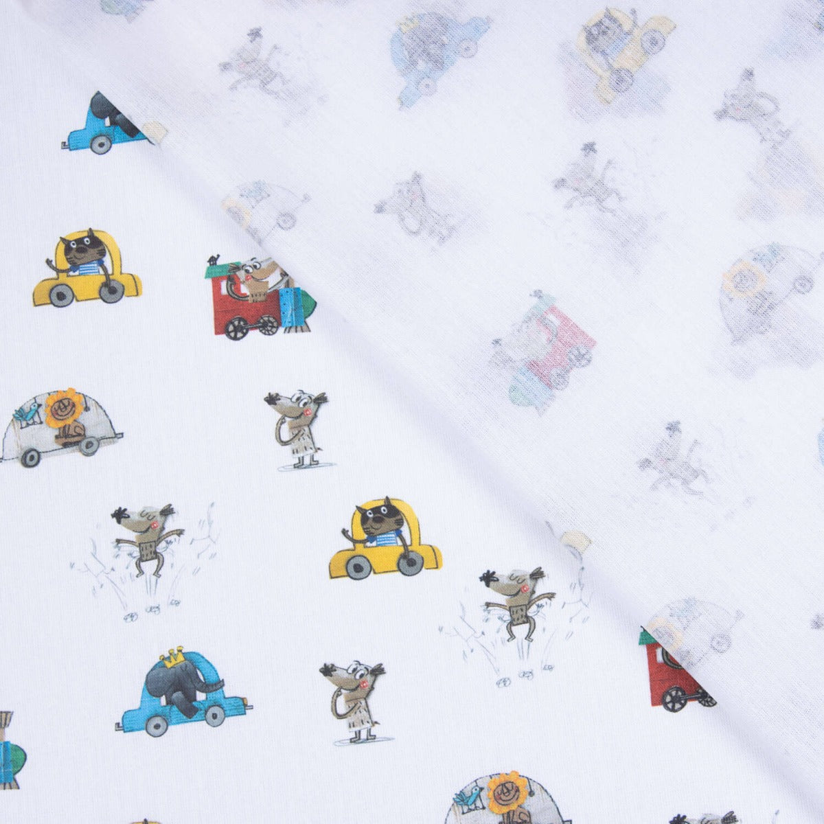 Popeline Licença Animais Carrinhos - Ribes y Casals