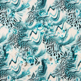 Crepe Leve Estampado Animal Print Floral Azul - Ribes y Casals