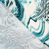 Crepe Leve Estampado Animal Print Floral Azul - Ribes y Casals