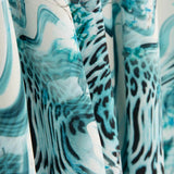 Crepe Leve Estampado Animal Print Floral Azul - Ribes y Casals