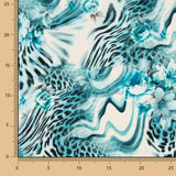 Crepe Leve Estampado Animal Print Floral Azul - Ribes y Casals