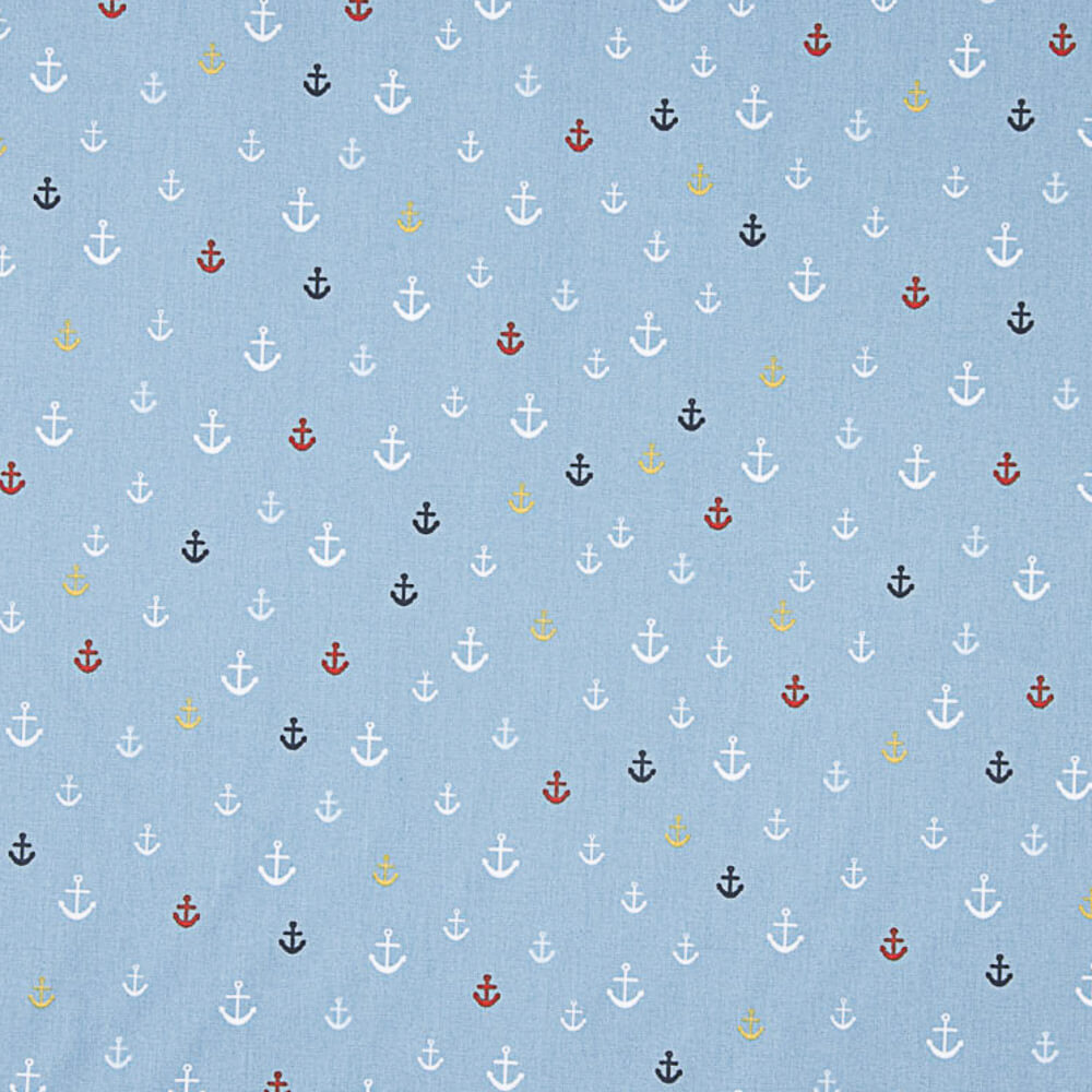 Popeline de Algodão Âncoras Azul - Ribes y Casals