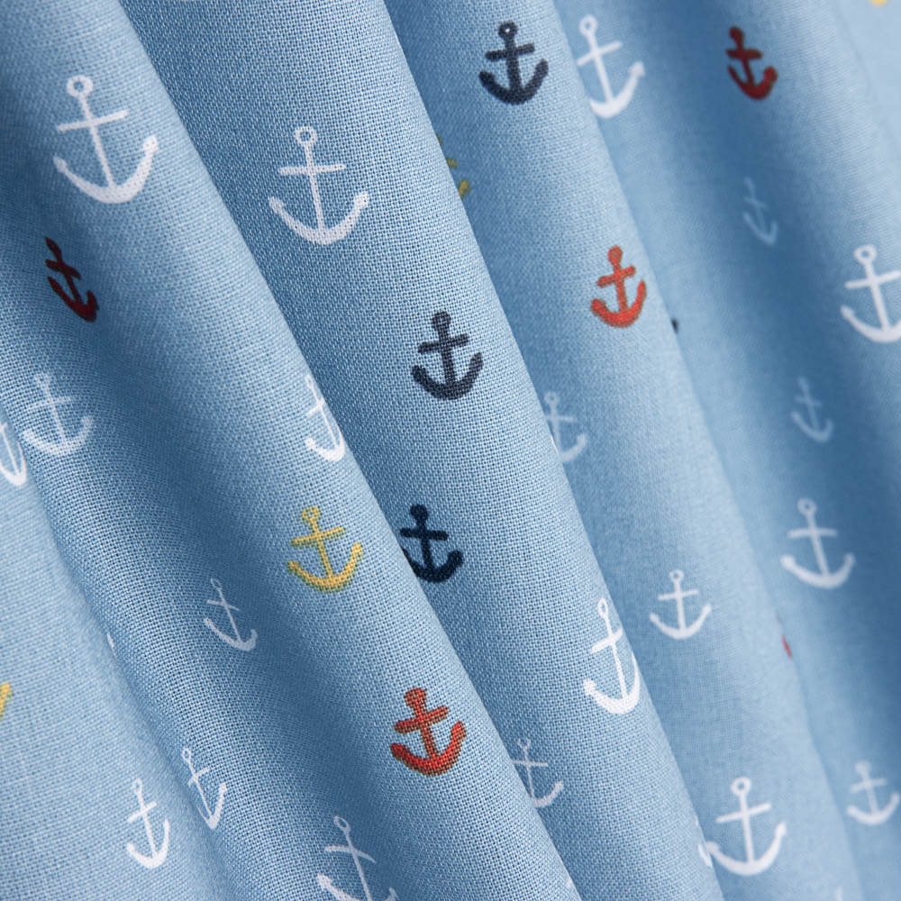 Popeline de Algodão Âncoras Azul - Ribes y Casals