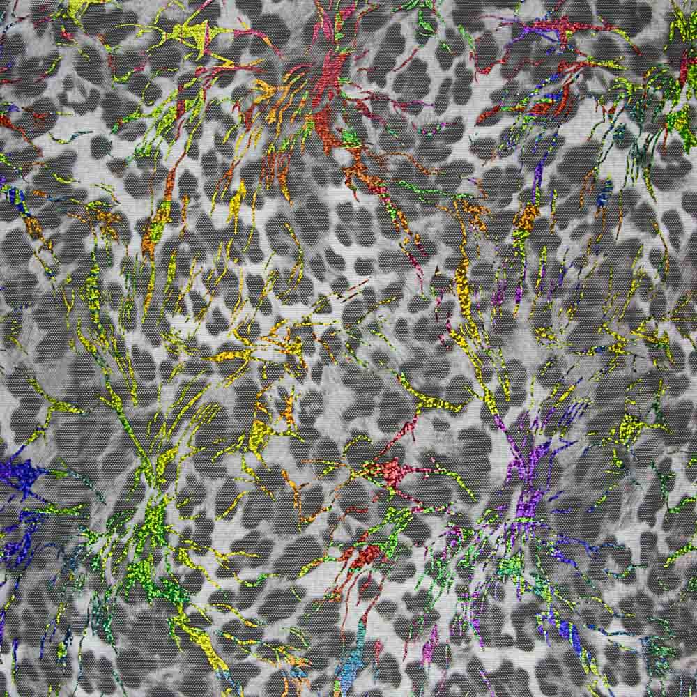 Rede Elástica Laminada Leopardo Cinza Grade Elástica Leopardo - Ribes y Casals