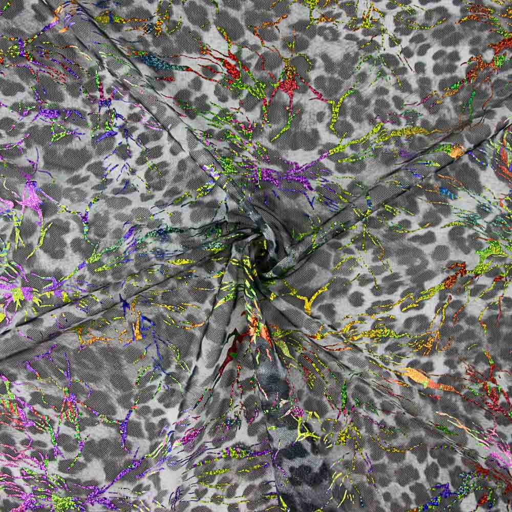 Rede Elástica Laminada Leopardo Cinza Grade Elástica Leopardo - Ribes y Casals