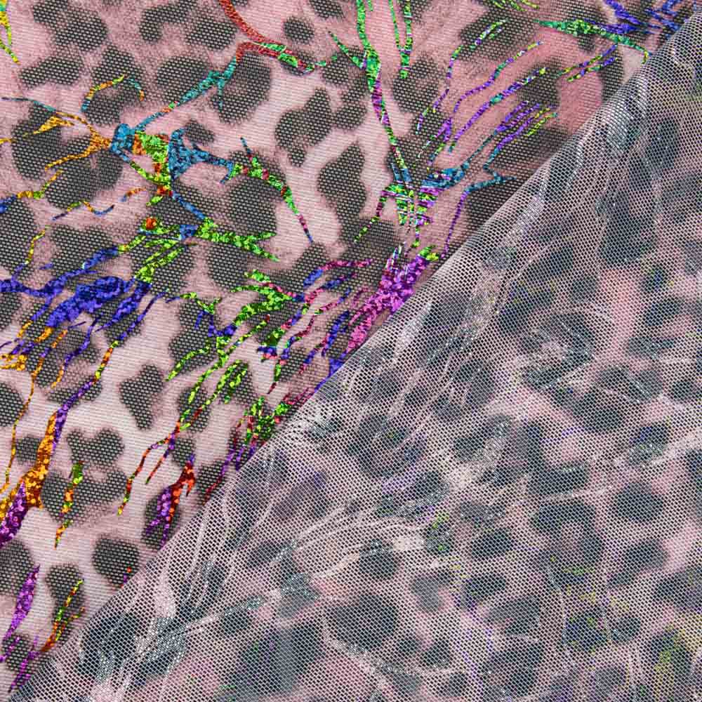 Rede Elástica Laminada Leopardo Rosa - Ribes y Casals