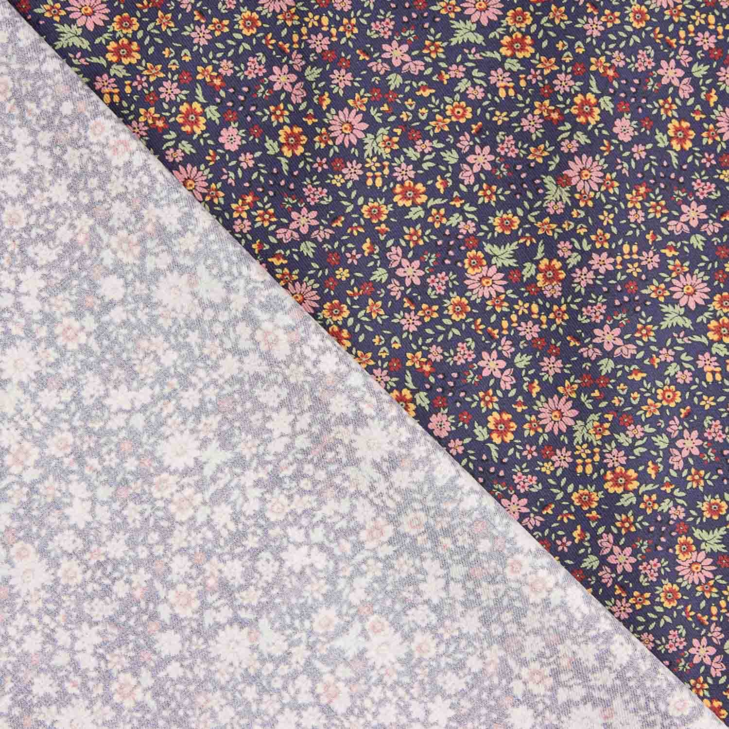 Popeline de algodão floral Liberty fundo marinho - Ribes y Casals