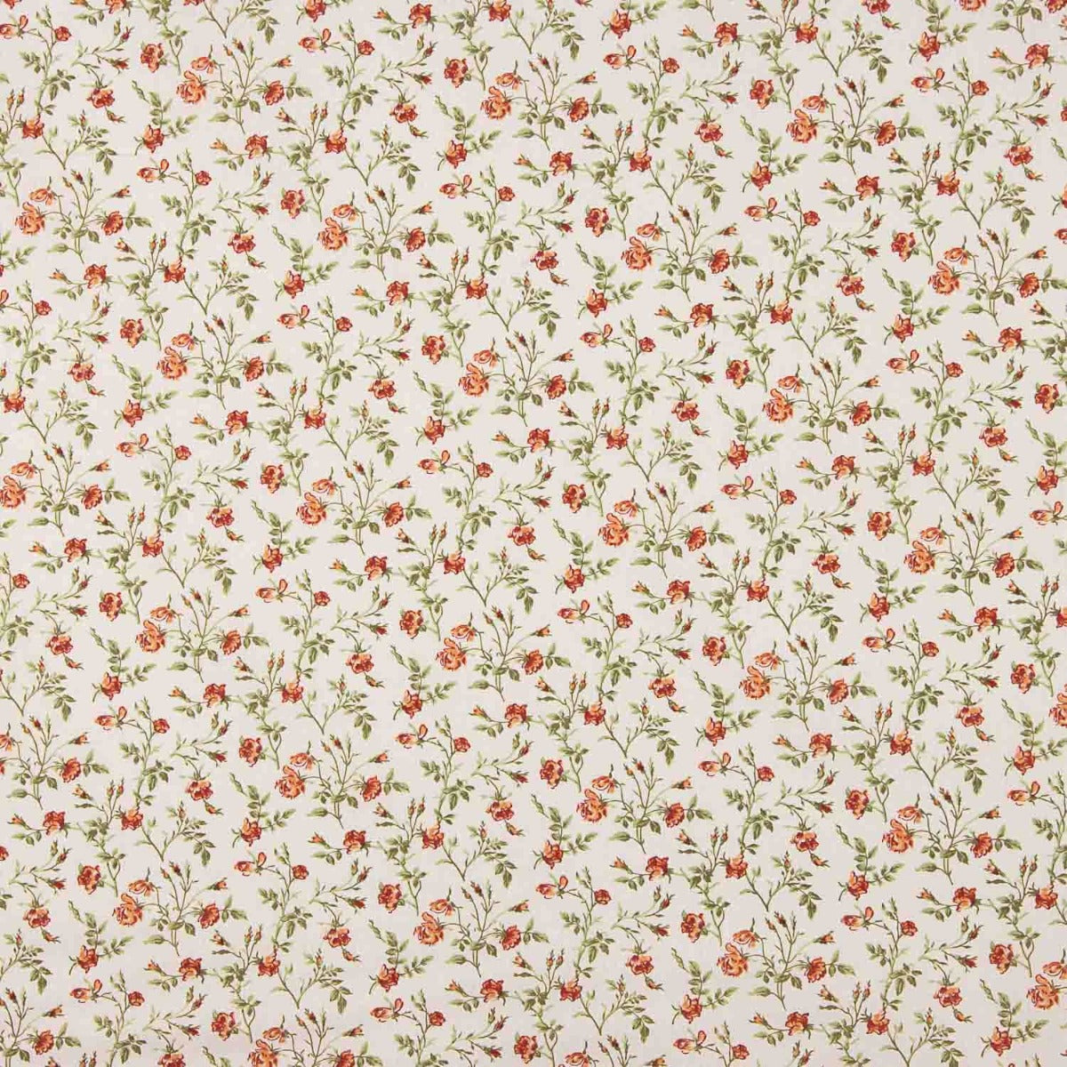 Algodão Estampado Flores Grace Coral - Ribes y Casals