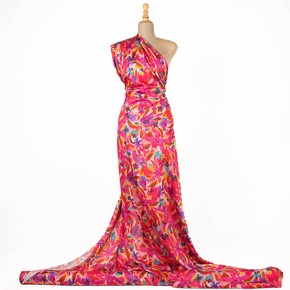 Cetim Estampado Watercolor Rosa - Ribes y Casals