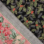 Popeline Algodão Flores De Natal Preto - Ribes y Casals