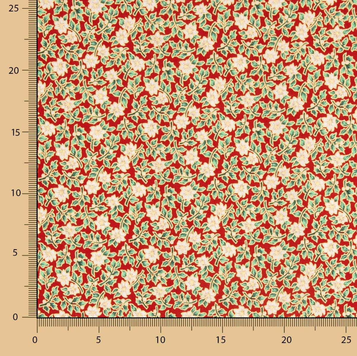 Popeline Algodão Poinsettias Vermelho - Ribes y Casals