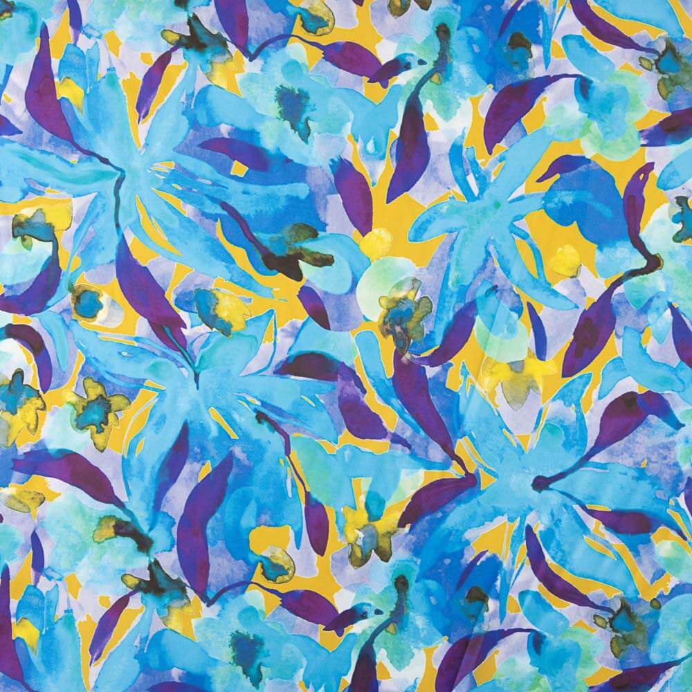 Cetim Estampado Aquarela Azul - Ribes y Casals