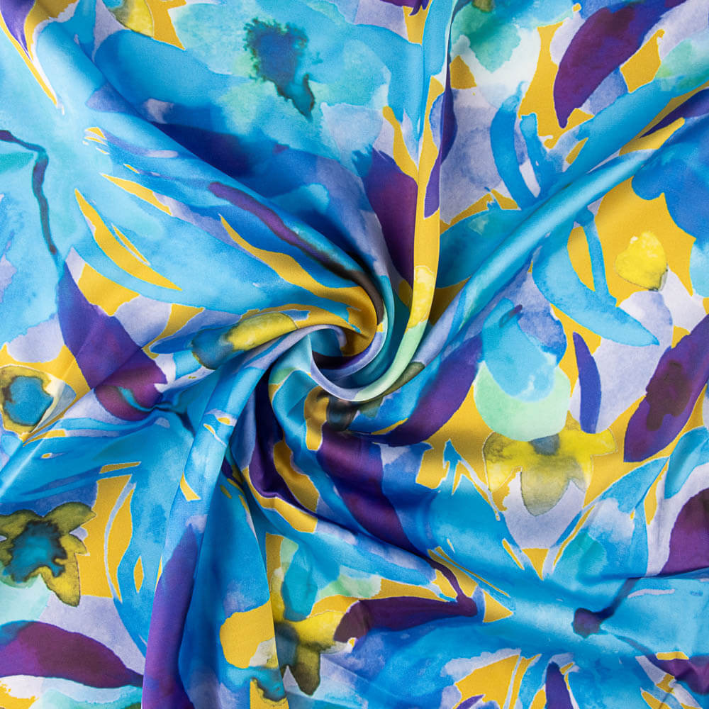 Cetim Estampado Aquarela Azul - Ribes y Casals